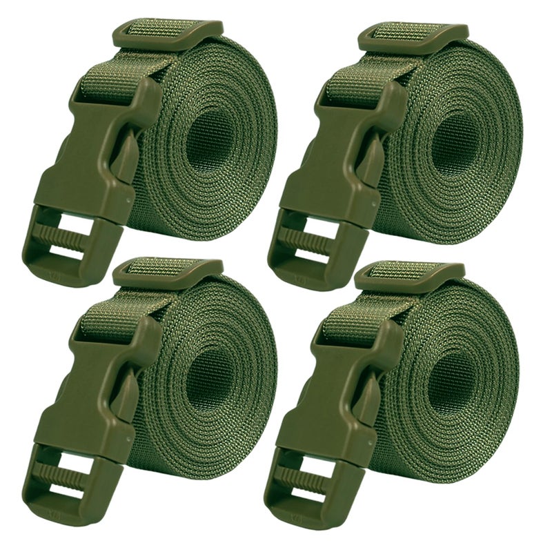 XTACER 1 Inch Molle Backpack Accessory Strap Luggage Straps Cover Strap Sleeping Bag Strap with Buckle (Green, 60) - Image 1